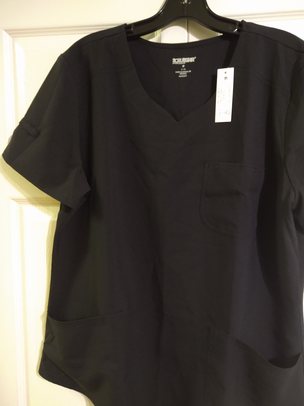 Scrubstar Black V-Neck Short Sleeve Medical Top